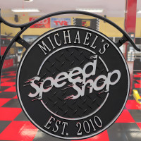 Personalized Double-Sided Cast Aluminum Speed Shop Sign w/ Bracket