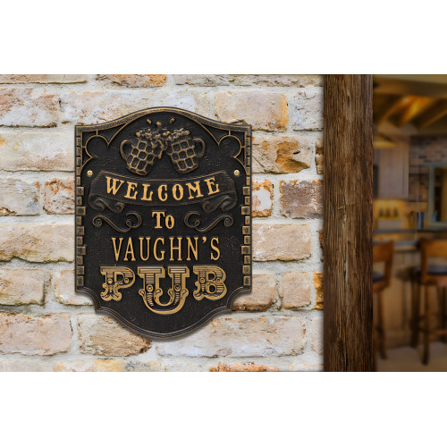Personalized Cast Aluminum Pub Welcome Plaque