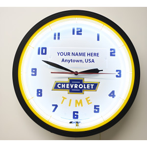 Chevrolet Dealership Showroom Neon Clock, Personalized - 20" Round