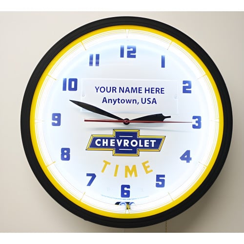 20" Personalized Neon Chevrolet Time Clock