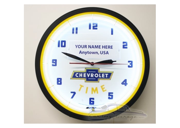 20" Personalized Neon Chevrolet Time Clock