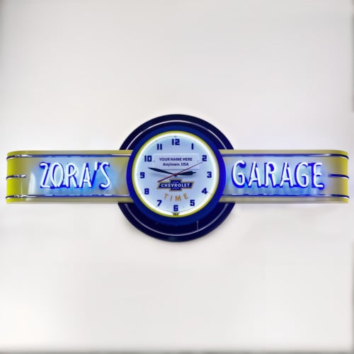 72" wide Personalized Chevrolet Time Neon Clock Sign