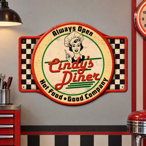 Personalized Diner Metal Sign - 24" x 18"