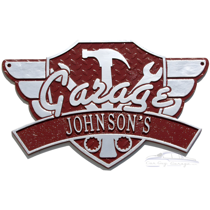 Personalized Cast Aluminum Garage Wing Plaque Personalized Cast Aluminum Garage Wing Plaque