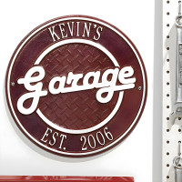 Personalized Cast Aluminum Round Garage Plaque - Made in USA