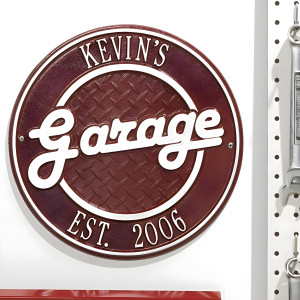 Personalized Cast Aluminum Round Garage Plaque - Made in USA