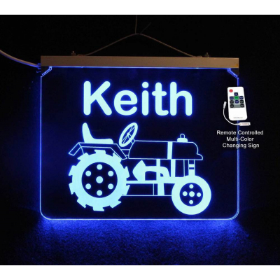Personalized LED Color Changing Tractor Sign