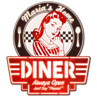 Personalized Mom's Home Diner Metal Sign - 15" x 17"