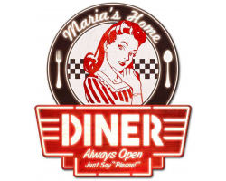 Personalized Mom's Home Diner Metal Sign - 15" x 17"