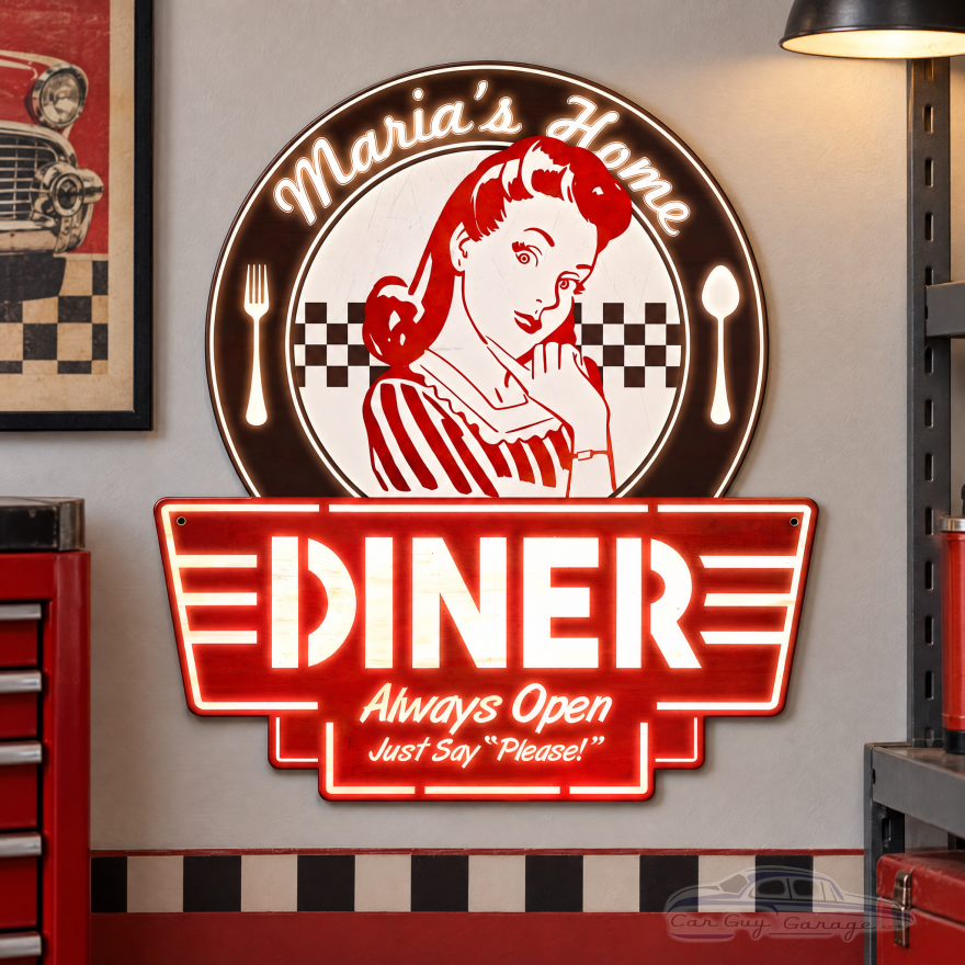 Personalized Mom's Home Diner Metal Sign - 15" x 17"