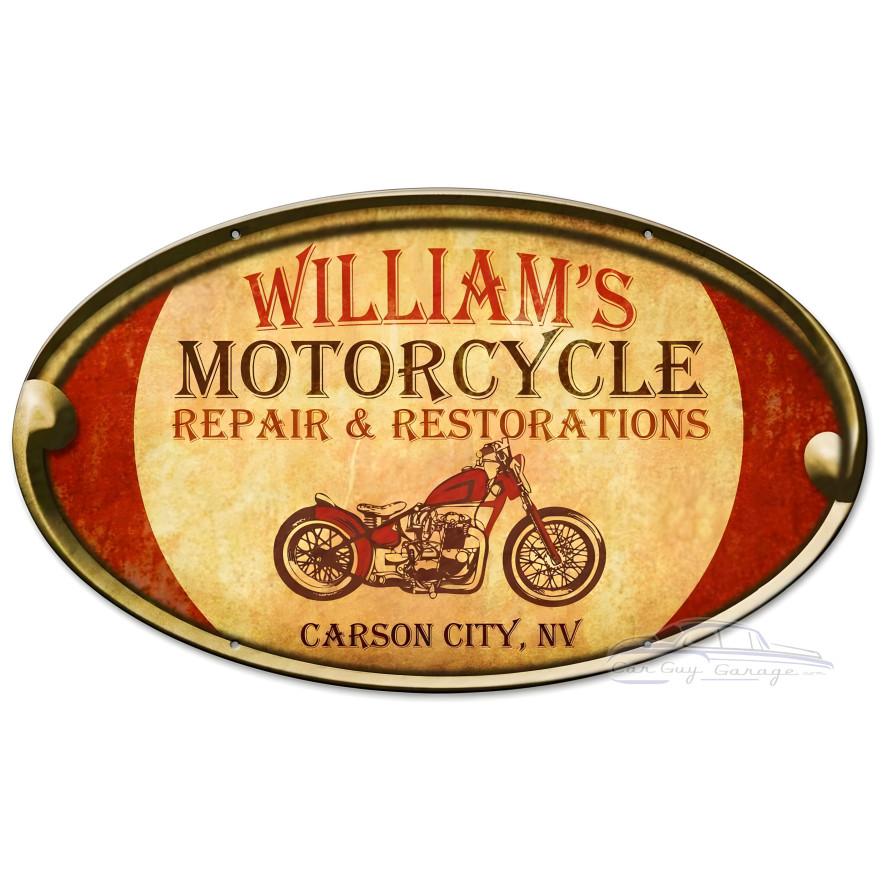 Personalized Motorcycle Repair Metal Sign - 24" x 14"