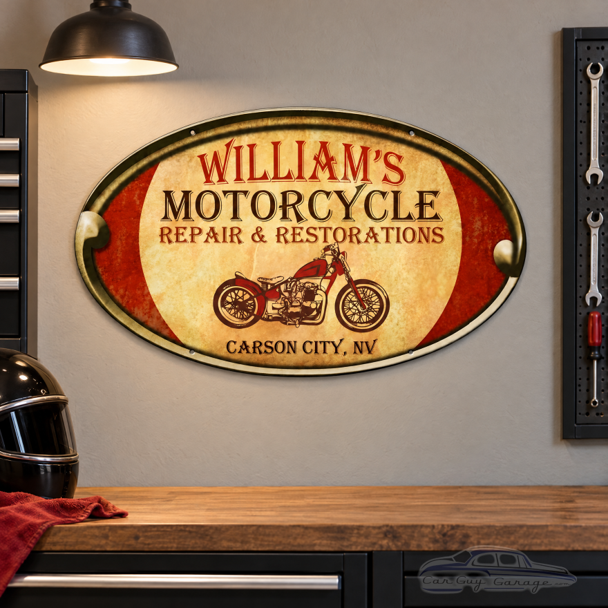 Personalized Motorcycle Repair Metal Sign - 24" x 14"