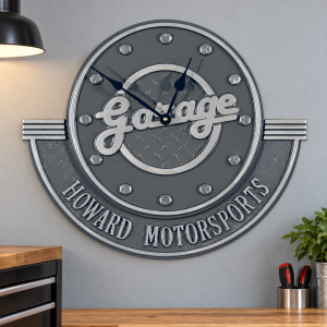 Personalized Cast Aluminum Garage Wall Clock - 18-Inch