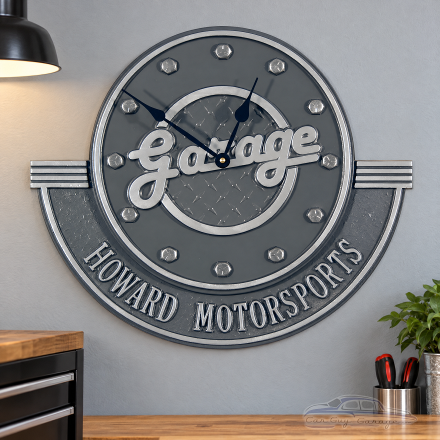 Personalized Cast Aluminum Garage Wall Clock - 18-Inch