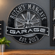 Personalized Metal Garage Sign, Racing Wheel Plaque