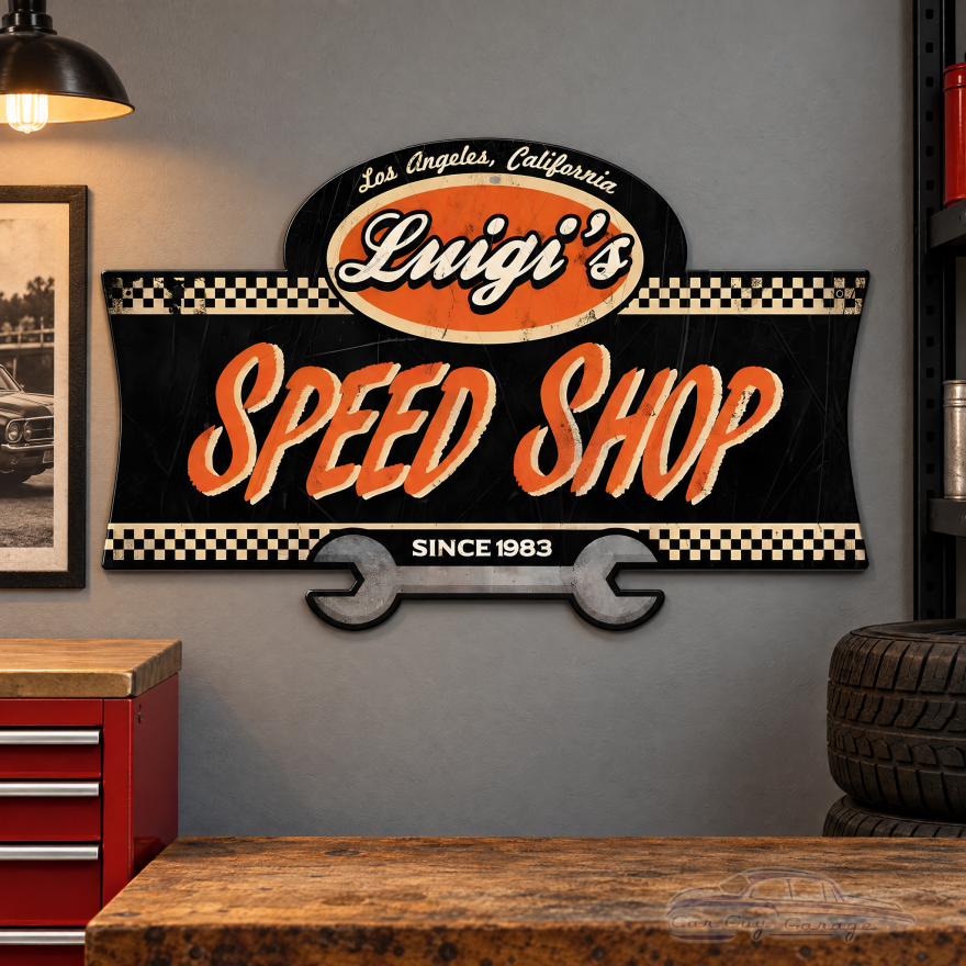 Personalized Speed Shop Metal Sign - 23" x 15"