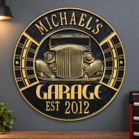 Personalized Cast Aluminum Vintage Car Garage Plaque