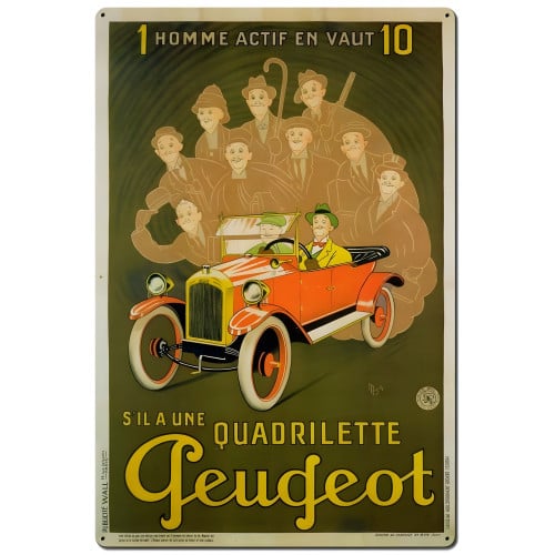 Peugeot Quadrilette Metal Sign - 24" x 36"