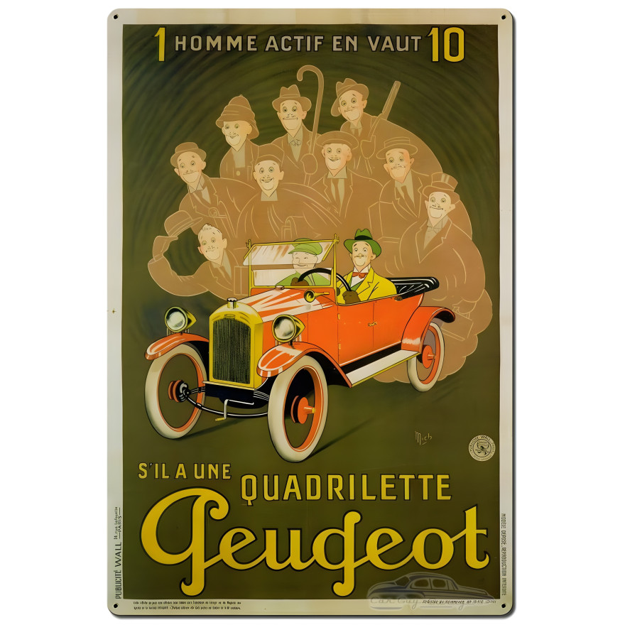 Peugeot Quadrilette Metal Sign - 24" x 36"