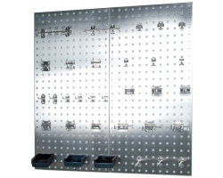 Two Stainless Steel 18" x 36" Square Hole Pegboard Kit
