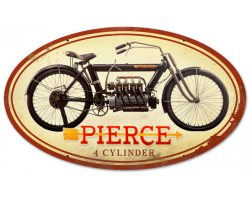 Pierce 4 Cylinder Oval Metal Sign - 24" x 14"