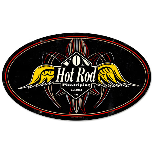 Pinstripe Oval Metal Sign - 24" x 14"