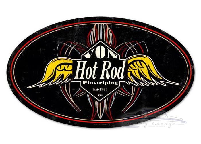 Pinstripe Oval Metal Sign