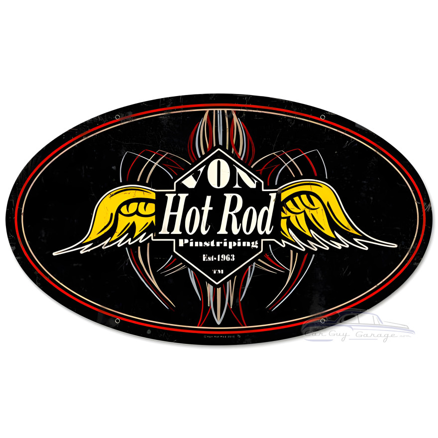 Pinstripe Oval Metal Sign - 24" x 14"
