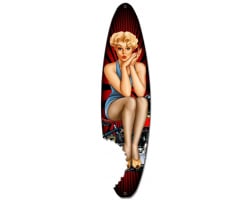 Pin Up Surfboard Metal Sign - 8" x 30"