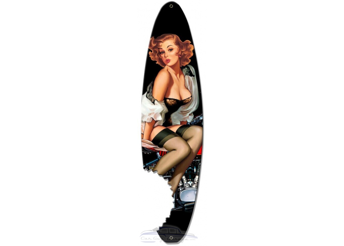 Pin Up Surfboard Metal Sign - 30" x 8"