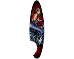 Pin Up Surfboard Metal Sign - 30" x 8"