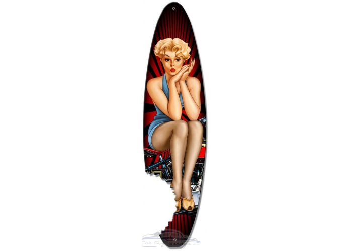 Pin Up Surfboard Metal Sign
