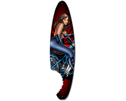 Pin Up Surfboard Metal Sign - 5" x 18"