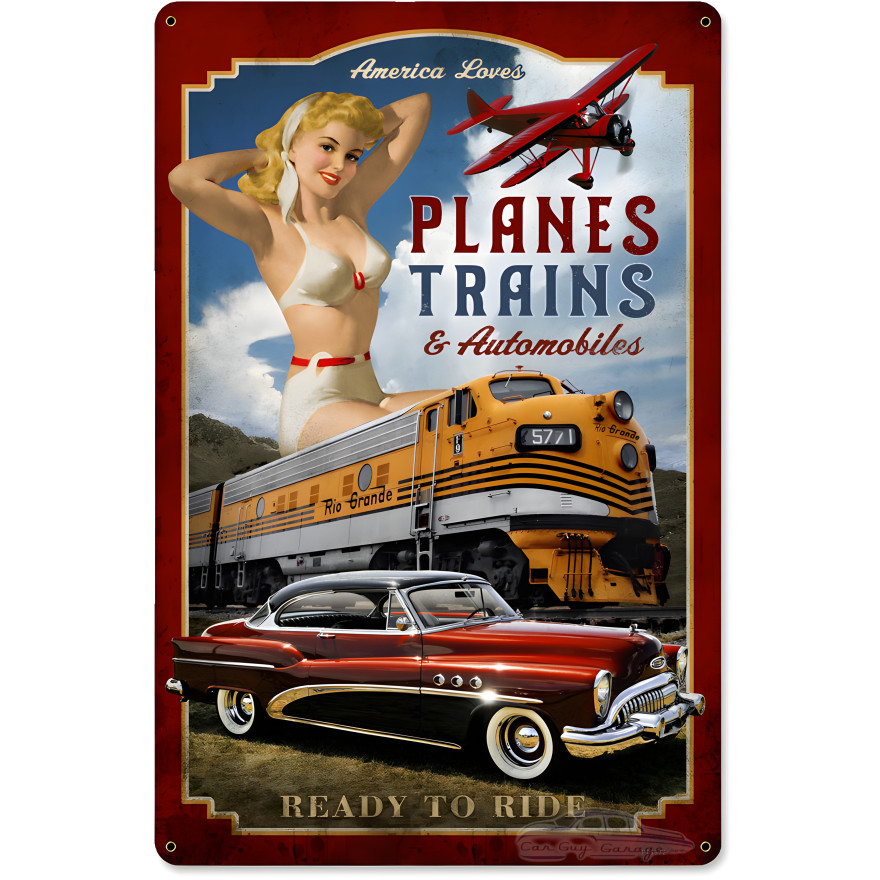 Planes Trains Automobiles Sign - 12" x 18"