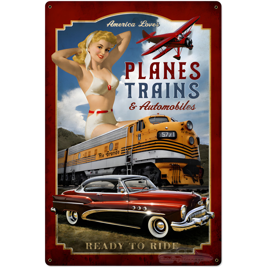 Planes Trains Automobiles XL Sign - 24" x 36"