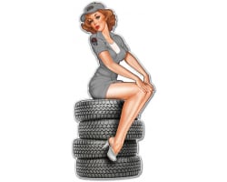 Tire Babe Metal Sign - 12" x 24"