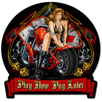 Play Now Metal Sign - 16" x 15"