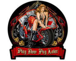 Play Now Metal Sign - 16" x 15"