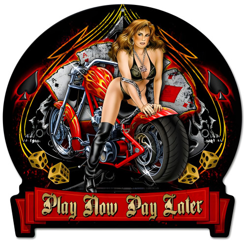 Play Now Metal Sign - 16" x 15"