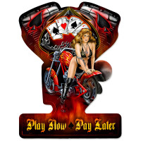 Play Now Metal Sign - 19" x 14"