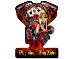 Play Now Metal Sign - 19" x 14"