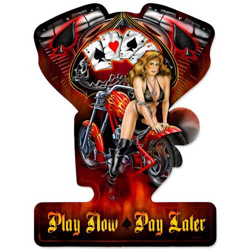 Play Now Metal Sign - 19" x 14"