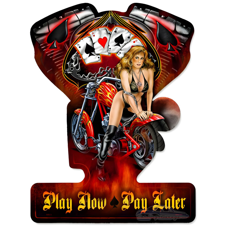 Play Now Metal Sign - 19" x 14"