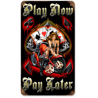 Play Now Metal Sign - 8" x 14"