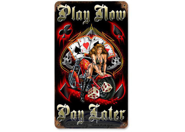 Play Now Metal Sign