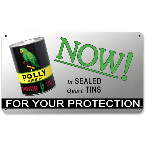 Polly Gas Oil Metal Sign - 14" x 8"