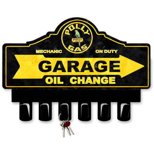 Polly Gasoline Key Hanger metal sign - 14" x 10"