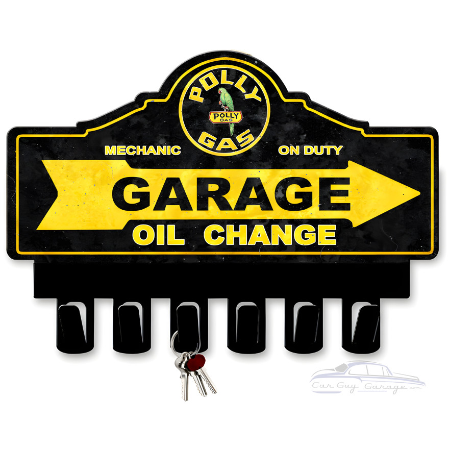 Polly Gasoline Key Hanger metal sign - 14" x 10"