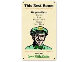 Polly Gas Restroom Metal Sign - 14" x 8"