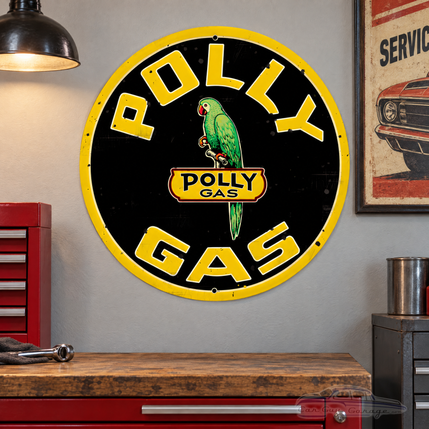 Polly Gas Vintage Gas Station Metal Sign - 28" Round